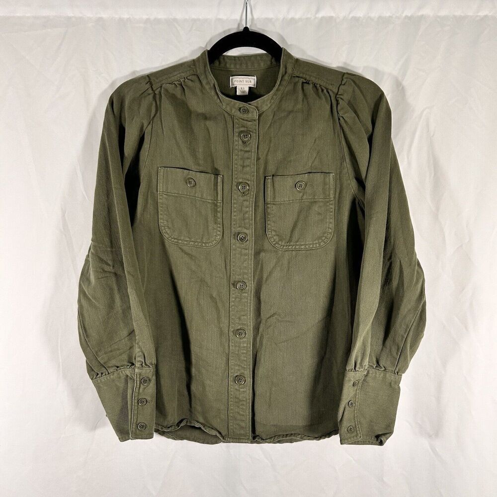 J Crew Point Sur Jacket Women's XS Green Button Up Long Sleeve